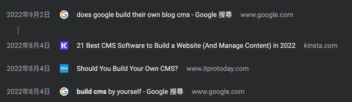 cms search history